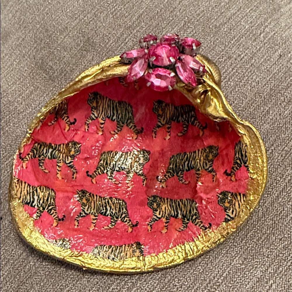 Gold and Pink Tiger Trinket Dish